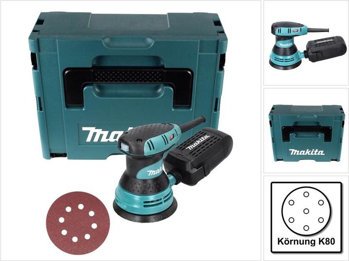 Actual product image Makita BO 5031 Random Orbit Sander 300 Watt 125 mm + 50x Sandpaper K80 + Makpac (Eccentric grinder, 300 W)