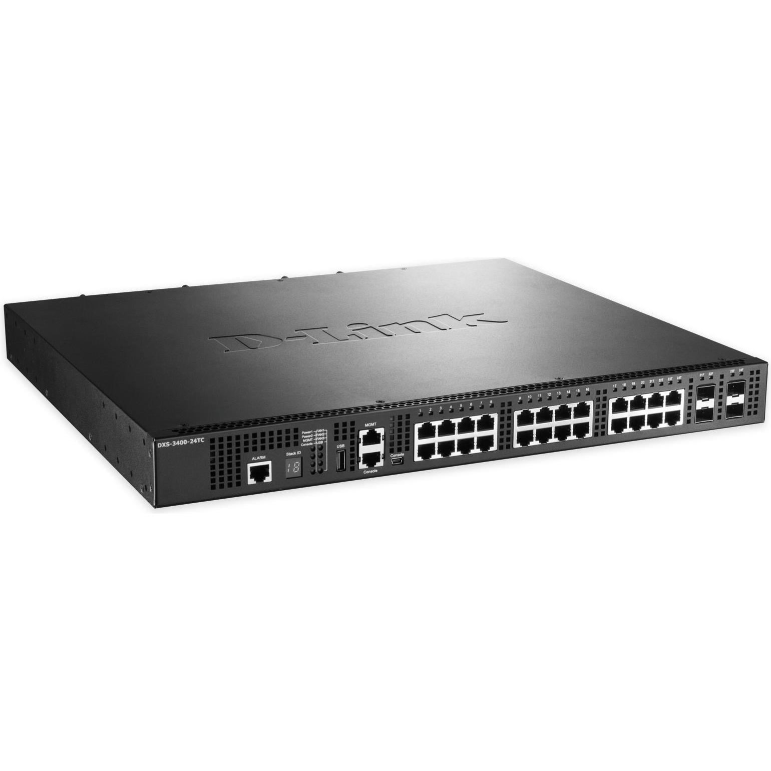 D-Link 24-PORT LAYER2 MANAGED 10G SFP (24 Ports), Netzwerk Switch, Schwarz