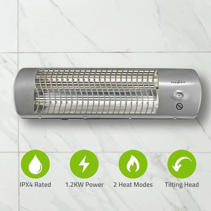 Actual product image Nedis HTBA10GY Bathroom Rapid Heater 1200W 12m² Grey (1200 W)
