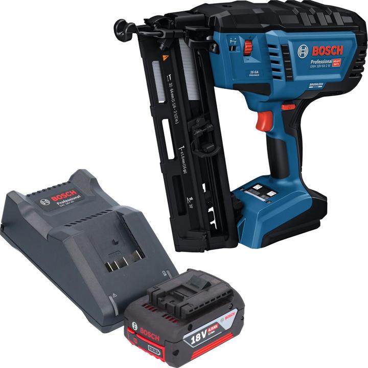 Produktbild Bosch Professional GNH 18V-64-2 M Professional Akku Holznagler 18 V 1,6 x 32 - 64 mm + 1x Akku 4,0 Ah +