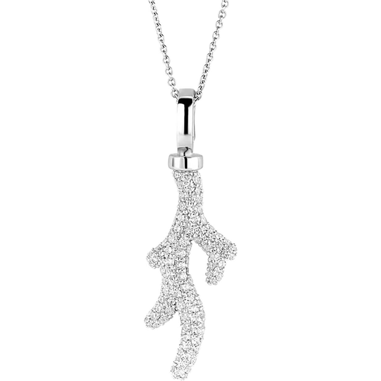 Ti Sento Milano, Halsschmuck, Kette mit Anhänger Zweig mit Zirkonia 6781ZI, (Rhodiniertem 925 Sterling Silber, 45 cm)