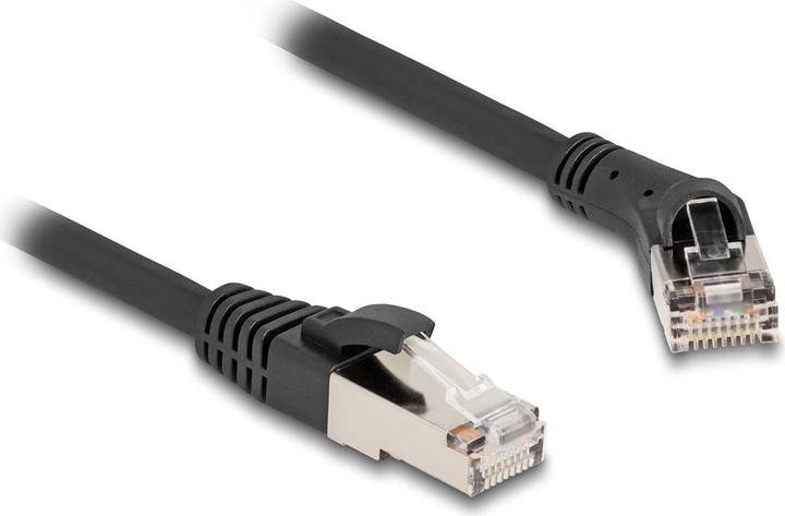 Produktbild Delock RJ45 Netzwerkkabel Cat.8.1 S/FTP Stecker 45ï¿½ nach rechts gewinkelt zu Stecker gerade bis 40 (S/FTP, CAT8.1, 2 m)