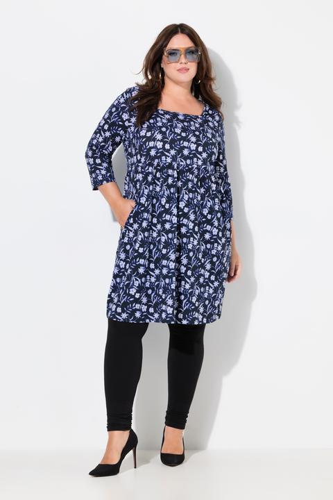Produktbild Ulla Popken Longshirt, Paisley, A-Linie, Carree-Ausschnitt, 3/4-Arm (56)