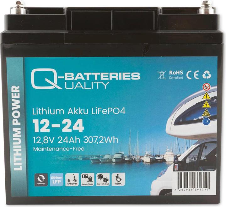 Produktbild Q-Batteries Lithium Akku 12-24 12,8V 24Ah 307,2Wh, LiFePO4 Batterie (12.80 V, 24 Ah)