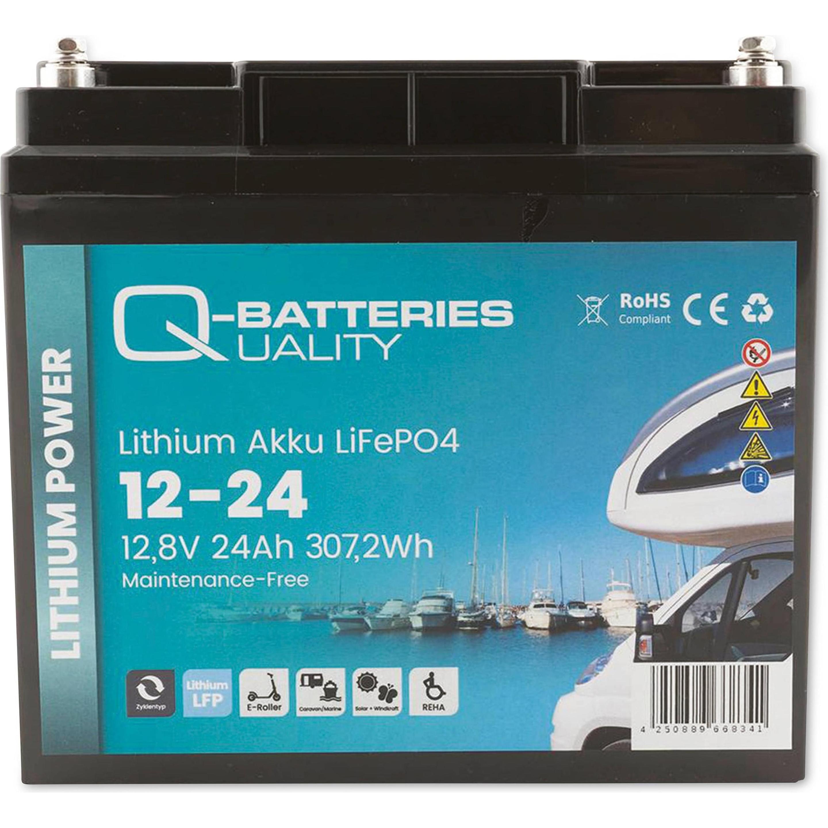 Thumbnail - Q-Batteries, Versorgungsbatterie, Lithium Akku 12-24 12,8V 24Ah 307,2Wh, LiFePO4 Batterie (12.80 V, 24 Ah)
