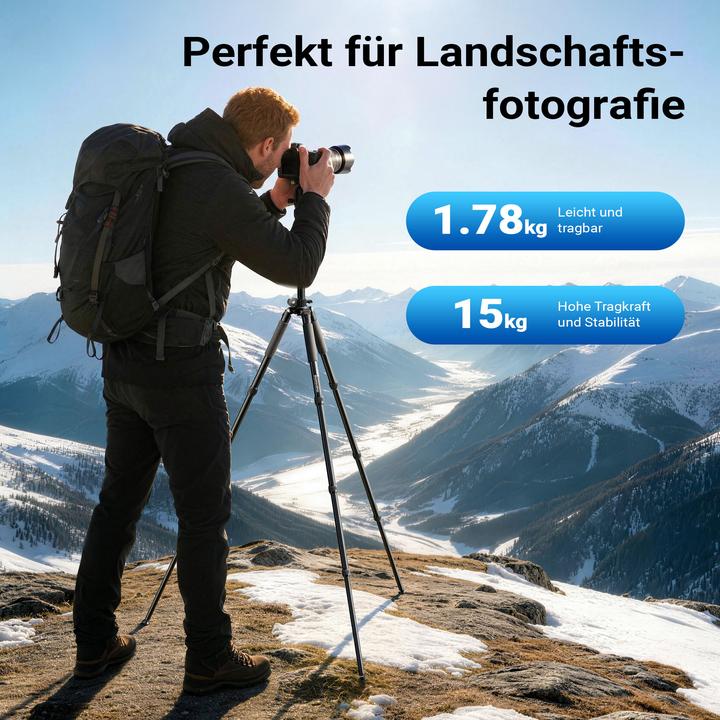 Produktbild mantona Kodiak L 284 + Onyx 8 Kugelkopf Set Stativkopf Fotostativ Aluminium (Kunststoff, Metall)