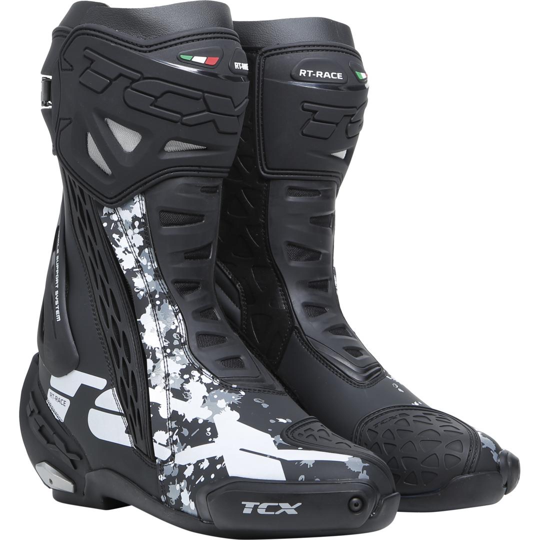 TCX, Scarpe da moto, Stiefel RT-Race NBGR schwarz-weiss-grau (49)