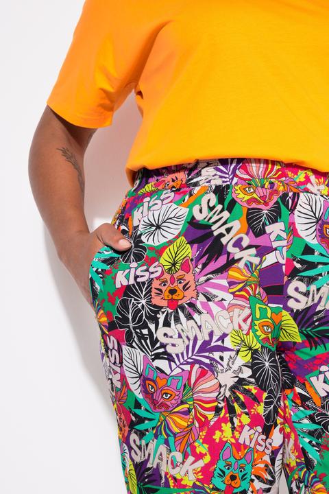 Produktbild Angel of Style Hose, gerades Bein, Blätter-Muster, Elastikbund (52)