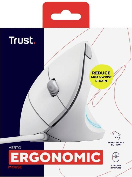 Actual product image Trust Verto Wired Ergo Mouse White (Cable)