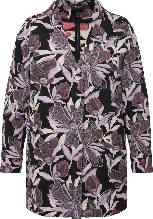 Image du produit Ulla Popken Veste Jacquard motif fleurs, col calice et encolure en V (46, 48)