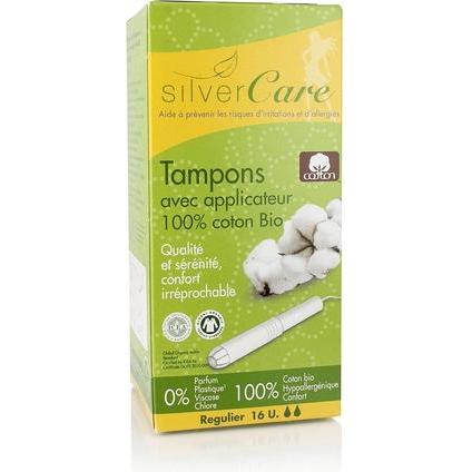 Silver Care, Tampons, Regular BIO-Tampons mit Karton Applikator für leichte bis mittlere Blutungen - 16 Stück - Silverca...