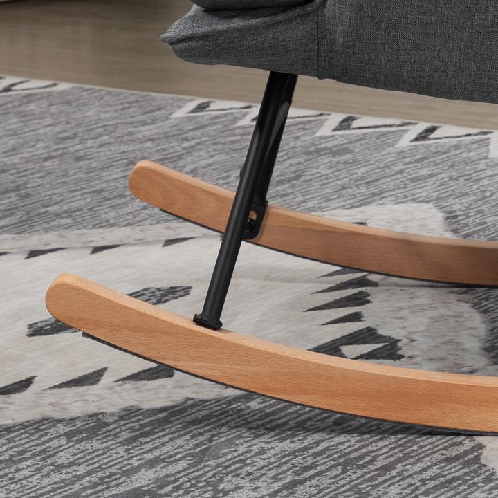 Image du produit Homcom Schaukelstuhl mit Hocker Polyester, Schaumstoff Grau