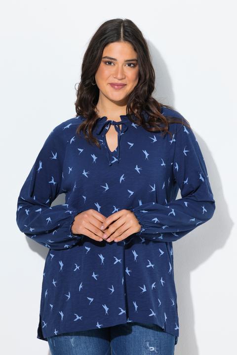 Actual product image Ulla Popken Swallow Print Long Sleeve Tee (54)