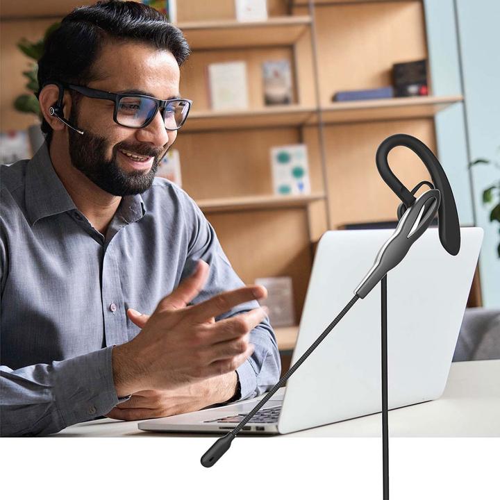 Actual product image Nedis PC Headset - In Ear - Mono - USB Type-A/USB Type-C - Foldable Microphone - Black (Cable, USB-A)