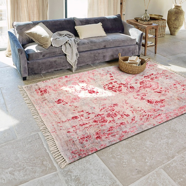Image du produit Loberon Tapis Arica rose/blanc (140 x 200 cm)