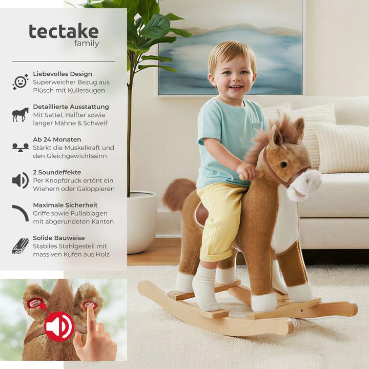 Image du produit tectake Cheval à bascule en peluche, design de haute qualité, à partir de 24 mois