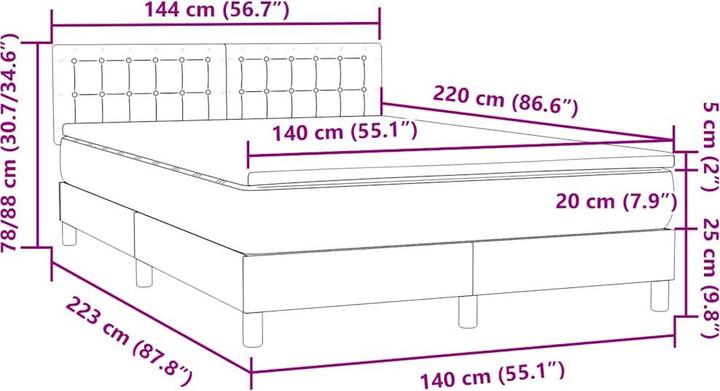 Immagine prodotto vidaXL Boxspringbett (140 x 220 cm)