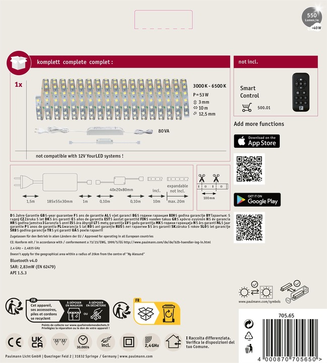 Immagine prodotto Paulmann Set di strisce MaxLED 500 (Bianco, 1000 cm, Interno)
