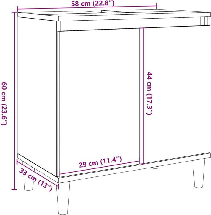 Produktbild vidaXL Waschbeckenschrank (58 x 33 x 60 cm)