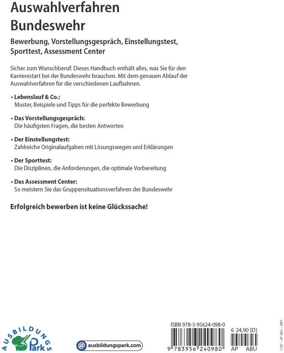 Image du produit Auswahlverfahren Bundeswehr (Allemand, Andreas Mohr, Kurt Guth, Marcus Mery, 2024)