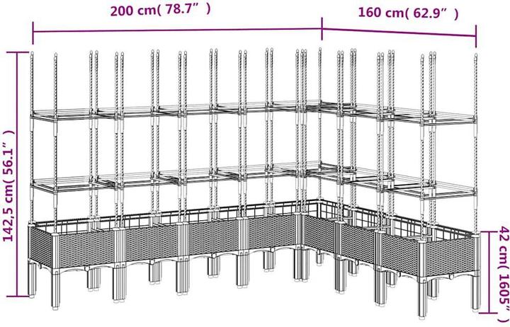 Image du produit vidaXL Bac à plantes avec treillis PP