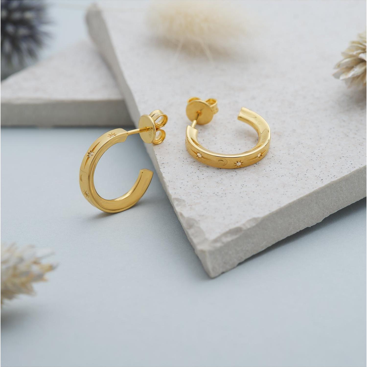 Thumbnail - Jette, Ohrringe, Creolen STARDUST, (925er Silber, Recycelt)