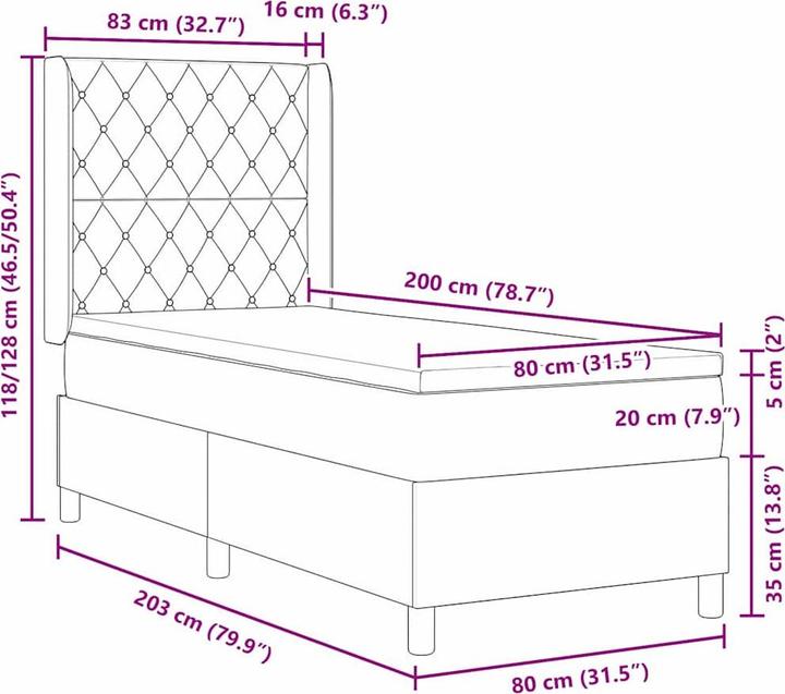 Produktbild vidaXL Boxspringbett (80 x 200 cm)