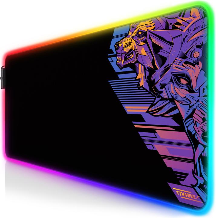 Actual product image Titanwolf Gaming Mouse Pad, RGB Mouse Pad XL, 800 x 300 mm, improves precision & speed