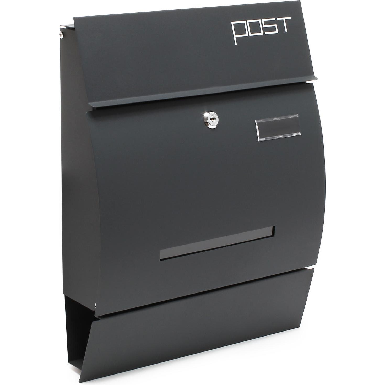 Wiltec, Briefkasten, Briefkasten V4 Anthrazit 350x95x445mm Schloss Zeitung pulverbeschichtet