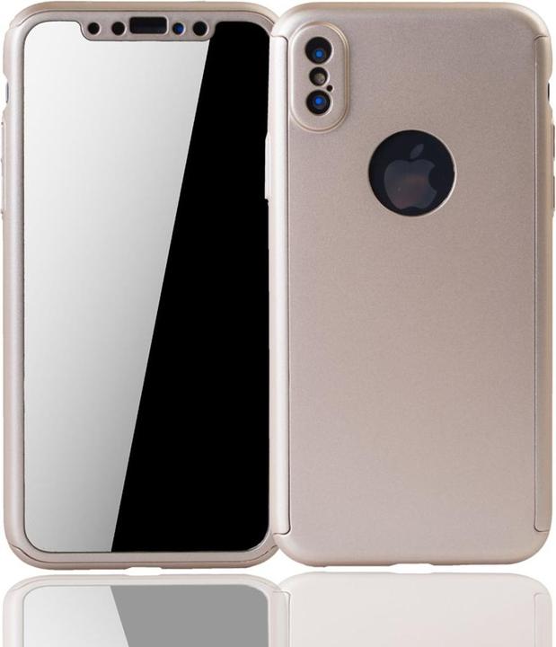 Produktbild König Design Hülle Handy Schutz für Apple iPhone X Full Case Cover Displayschutz Bumper Gold (Apple iPhone X)