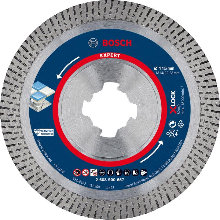 Productafbeelding Bosch Professional Zubehör Expert HardCeramic X-LOCK diamantdoorslijpschijven, 115 x 22,23 x 1,4 x 10 mm