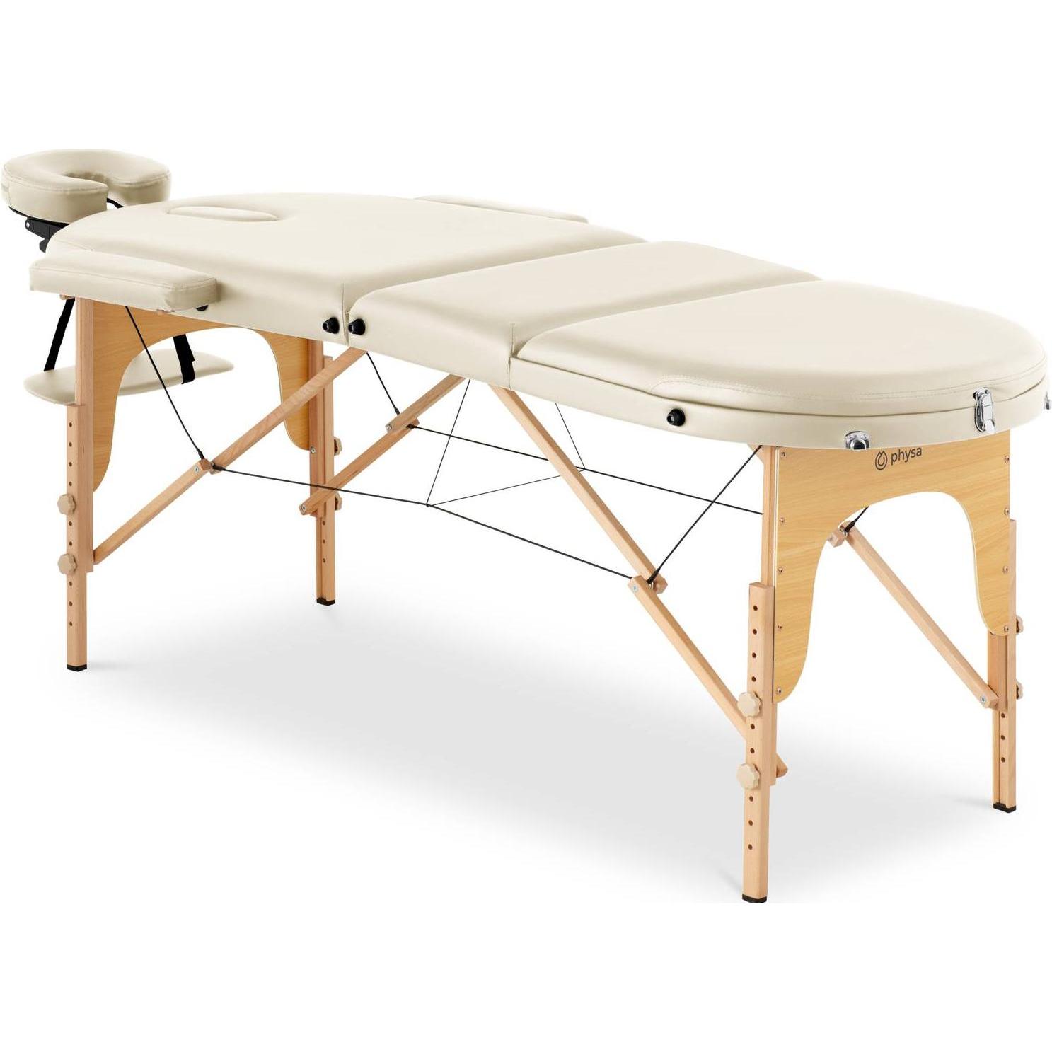 Physa, Massageliege + Massagesessel, Massageliege klappbar Massagebank Massagetisch Holzrahmen 227 kg beige