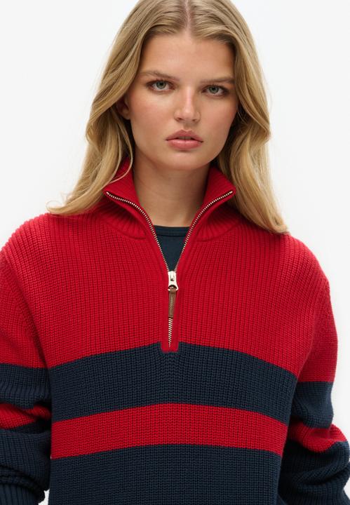 Produktbild Superdry Klassischer Oversized Half-Zip Baumwollpullover mit Streifen (XL)