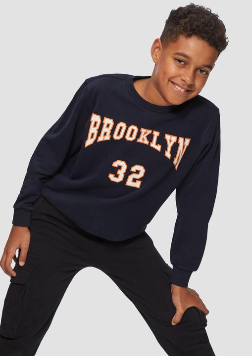 Produktbild s.Oliver Sweatshirt Sweatshirt mit Garment Dye und Schriftprint (S)