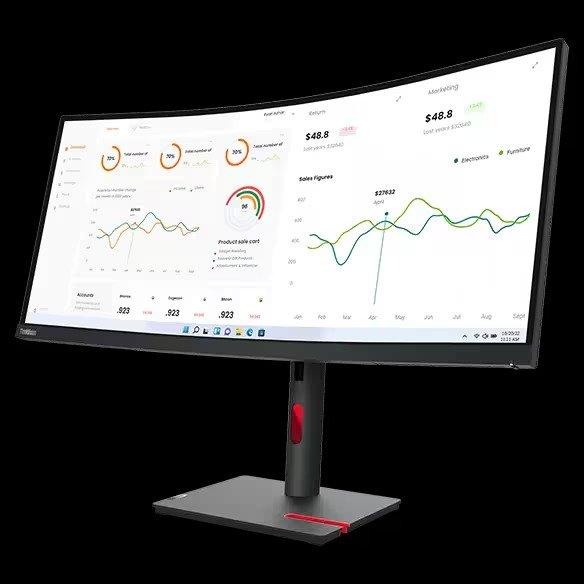 Actual product image Lenovo ThinkVision T34w-30 (3440 x 1440 pixels, 34")