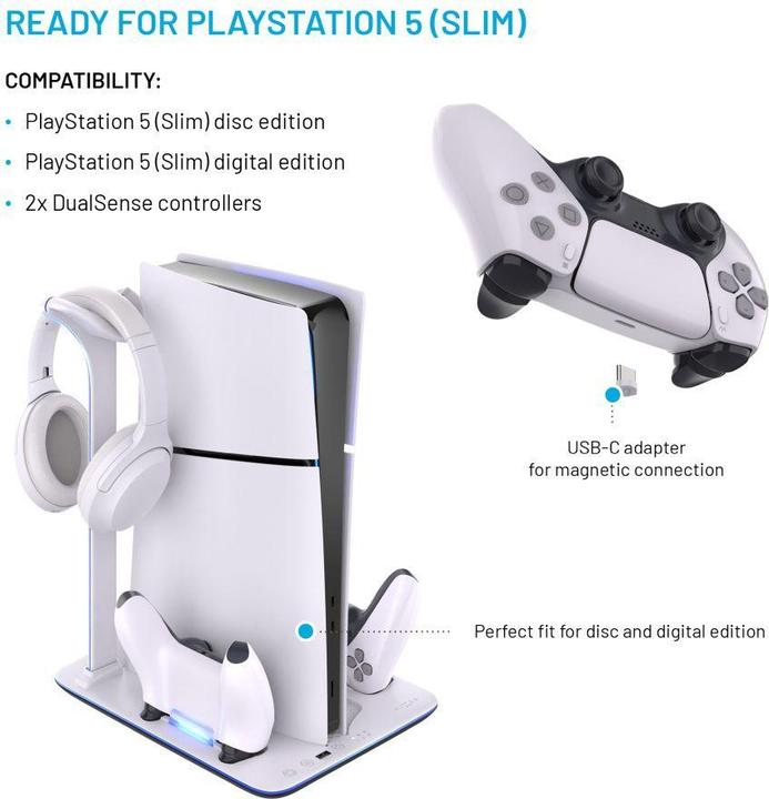 Actual product image Fixed multifunction station for PlayStation 5 (Slim) with fans and charging for two DualSense Co (Playstation Classic)
