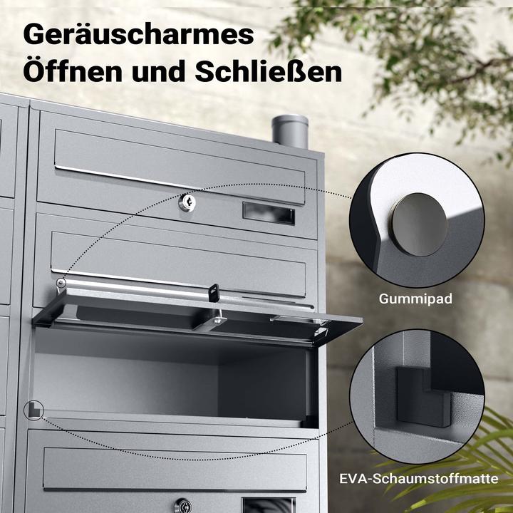 Produktbild Wiltec 12er Briefkastenanlage silberfarben 2x6 Standbriefkasten Briefkasten Post