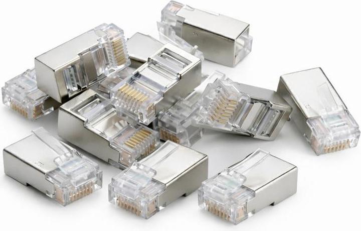Danicom FTP RJ45 CAT5e Pass Through Netzwerkstecker - für flexible und starrleiter Kabel 10 Stück