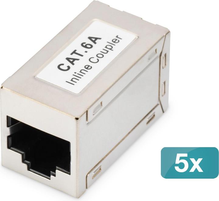 Actual product image Digitus CAT6A modular coupling, fully shielded RJ45 to RJ45, 5 pcs. (Network coupling)