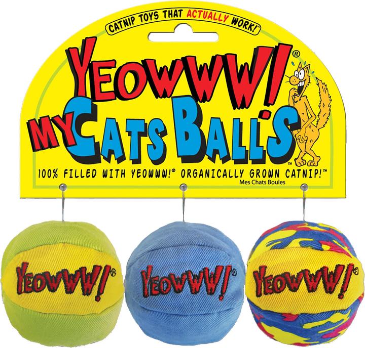Yeowww My Cats Balls 3 pieces 5cm Catnip (Cat ball toy, Catmint toy)