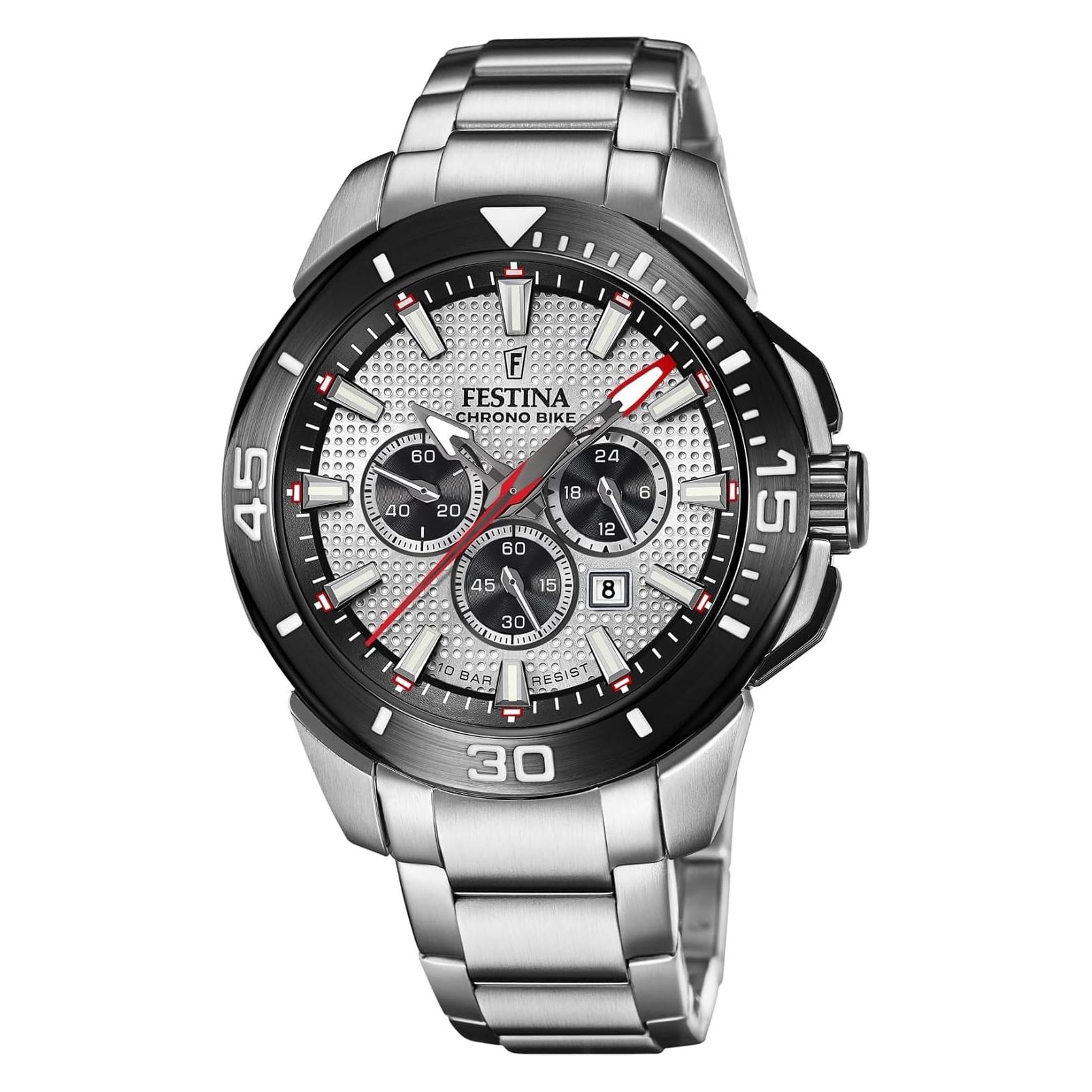 Festina, Armbanduhr, Chrono Bike, Grau, Schwarz, (Chronograph, 47 mm)