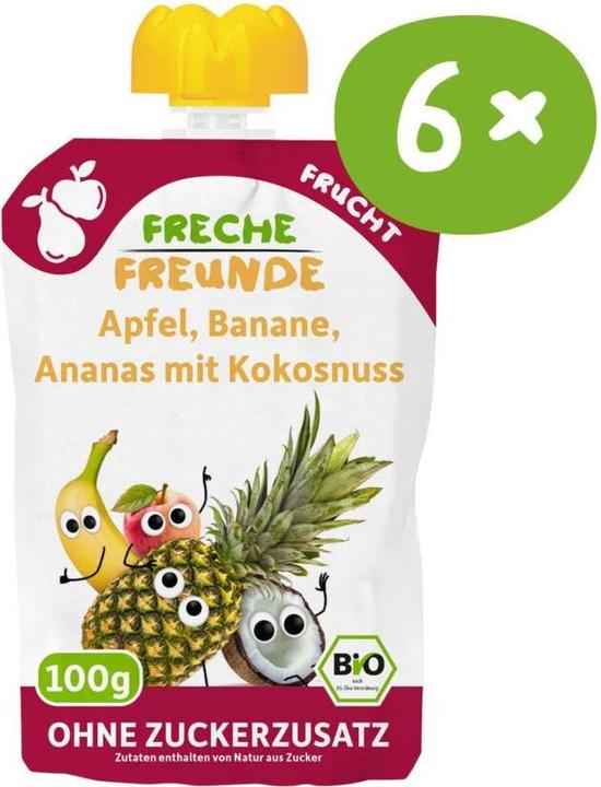 Immagine prodotto Freche Freunde Buste da spremere di mela, banana, ananas e cocco 6x 100 g (600 g)