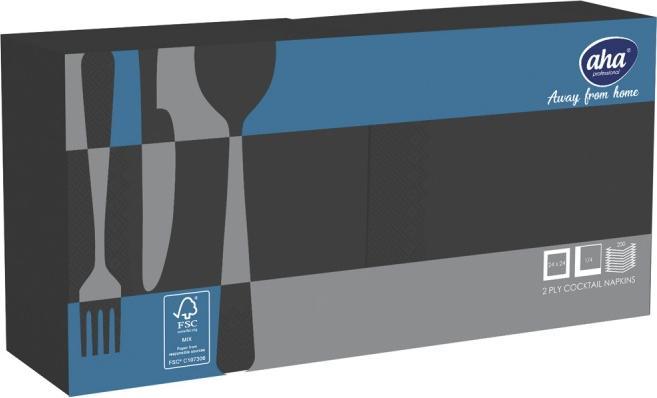 Productafbeelding Aha Servetten AFH, 2-laags, vouw 1/4, 24x24 cm, 200 stuks, zwart (200 x, 24 x 24 cm)