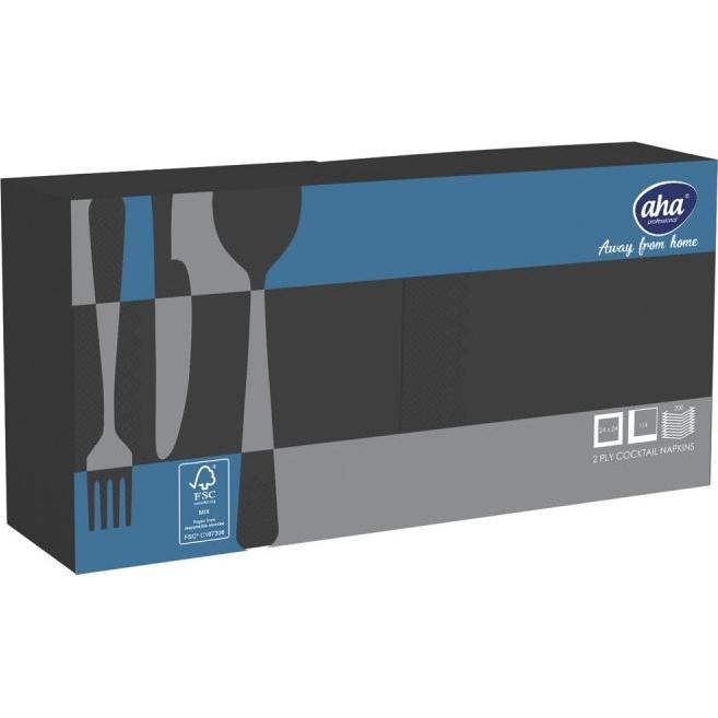 Aha, Tovaglioli, Tovaglioli AFH, 2 strati, piega 1/4, 24x24 cm, 200 pezzi, nero (200 x, 24 x 24 cm)