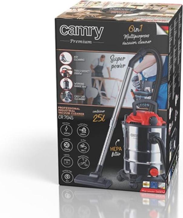 Actual product image Camry CR 7045 industrial vacuum cleaner stainless steel