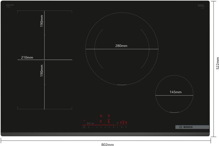 Bosch Hausgeräte Serie 6 PVS831HB1E hob Black Built-in Zone induction hob 4 zone(s) (80.20 cm, Induktionskochfeld)