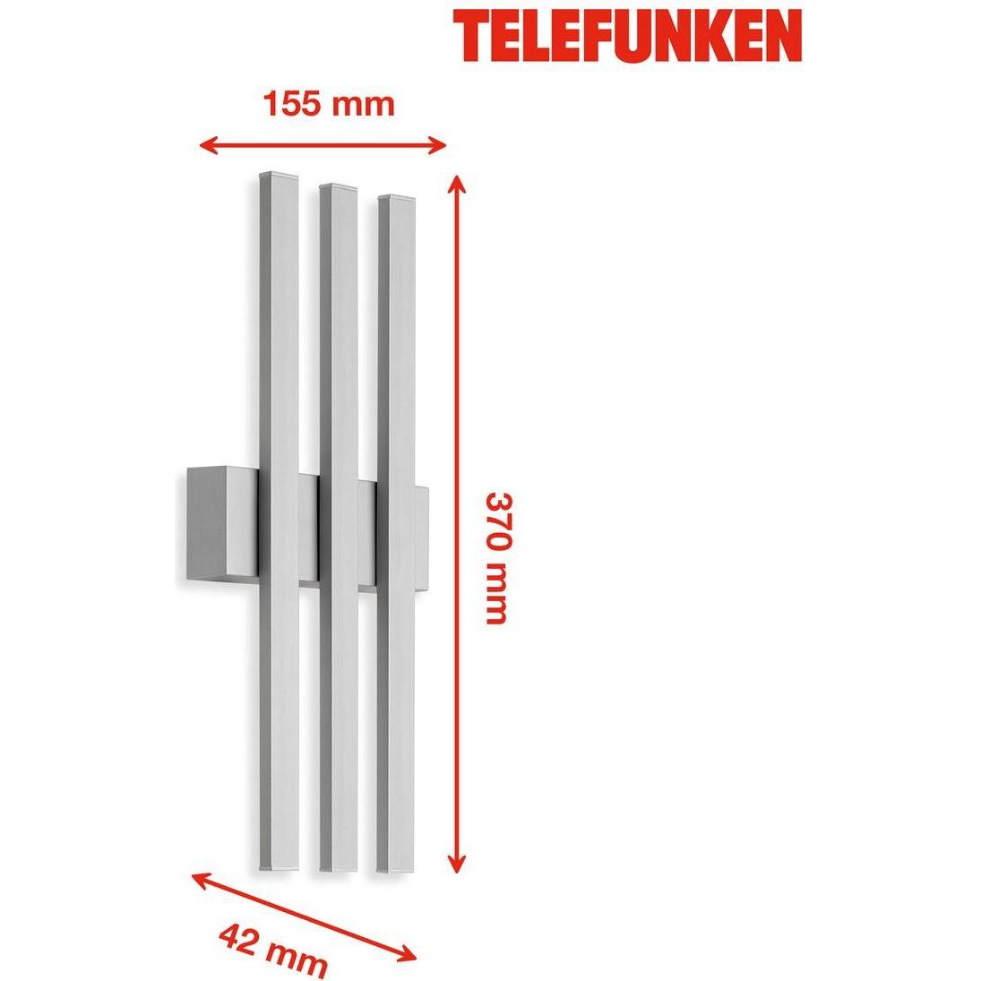 Thumbnail - Telefunken, Fassadenbeleuchtung, LED Auenwandleuchte IP44 3x4W 390 lm 4000 K neutralwei Graz silber 370 mm (390 lm, IP44...