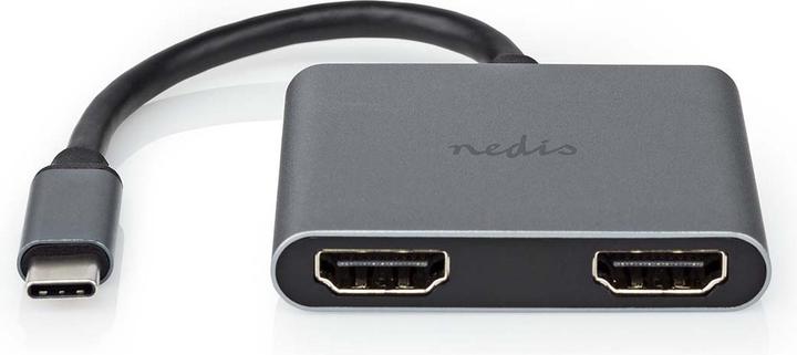 Produktbild Nedis USB Multi-Port-Adapter | USB 3.2 Gen 1 | USB-C™ Stecker | 2x HDMI™ | 0.10 m | Rund | Vernickel (USB Typ-C, 10 cm)