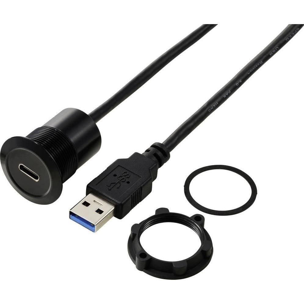 Tru Components USB-C (3.1) Buchse/USB-A (3.0) Stecker 1 m Kabel schwarz TC-13376312 TRU COM, Cavo + Spina elettrica, Nero