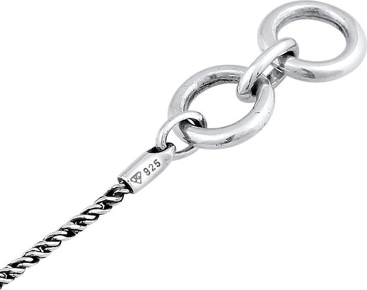 Actual product image Kuzzoi Bracelet Men Cord Necklace T-Bone Oxidised 925 Silver (19 cm, 925 sterling silver)